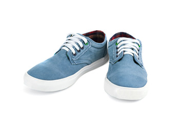 Men's shoes of cloth of blue color