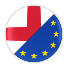 English and European Relations - Badge Flag of England and Europe 3D Illustration