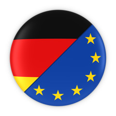 German and European Relations - Badge Flag of Germany and Europe 3D Illustration