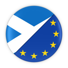 Scottish and European Relations - Badge Flag of Scotland and Europe 3D Illustration