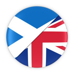 Obraz premium Scottish and British Relations - Badge Flag of Scotland and UK 3D Illustration