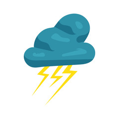 Cloud and lightnings icon, cartoon style