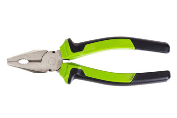 Pliers green tool isolated on a white background