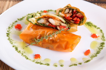 spring rolls with vegetables in Oriental style