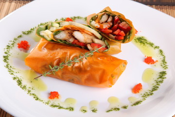 spring rolls with vegetables in Oriental style