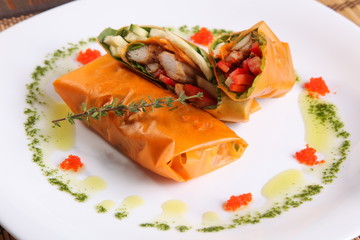 spring rolls with vegetables in Oriental style