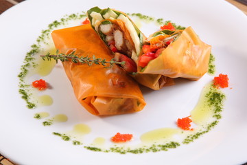 spring rolls with vegetables in Oriental style