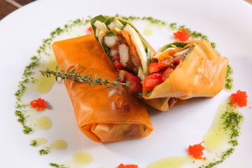 spring rolls with vegetables in Oriental style