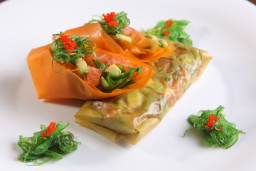 spring rolls with vegetables from the food paper