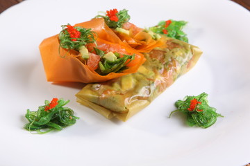 spring rolls with vegetables from the food paper