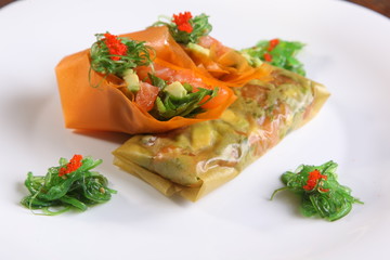 spring rolls with vegetables from the food paper