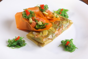 spring rolls with vegetables from the food paper