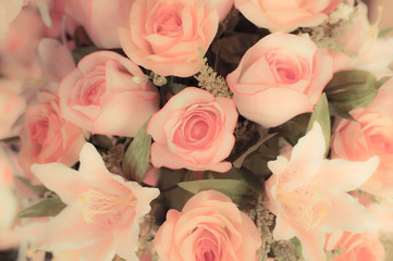 Obraz na płótnie Canvas Bouquet of roses flower background. Vintage filter