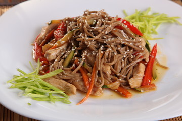 buckwheat noodles with chicken
