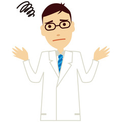 白衣にネクタイのメガネの男性 上半身