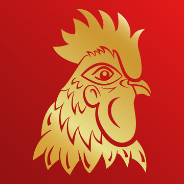 Rooster logo mascot. rooster head vector illustration foil.