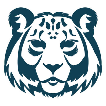 Snow leopard logo mascot. Snow leopard head isolated vector illustration