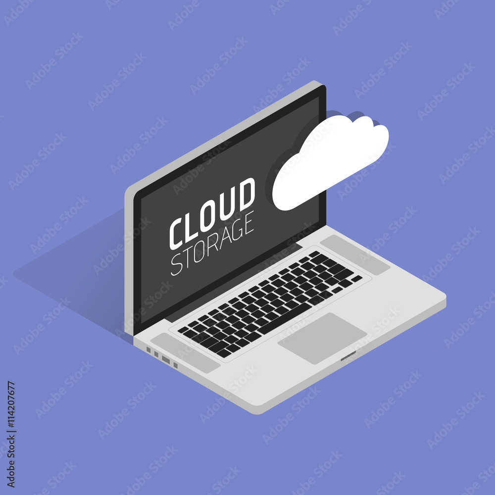 Poster flat cloud computing background. data storage network technology. multimedia content and web sites h