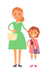 Mother and daughter vector illustration.