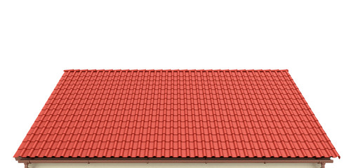 Roof of red tiles on a white background. 3d illustration - obrazy, fototapety, plakaty