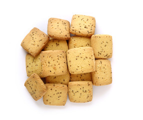 shortbread cumin biscuit -cookies isolated on white background
