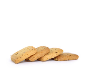 shortbread cumin biscuit -cookies isolated on white background