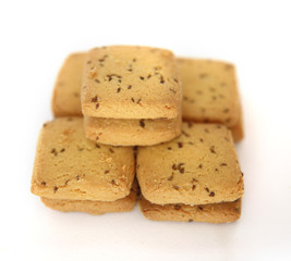 shortbread cumin biscuit - cookies isolated on white background
