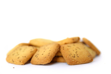 shortbread cumin biscuit - cookies isolated on white background