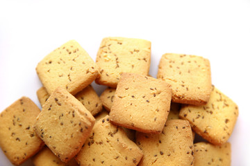 shortbread cumin biscuit - cookies isolated on white background
