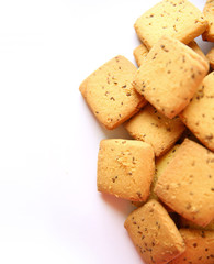 shortbread cumin biscuit - cookies isolated on white background