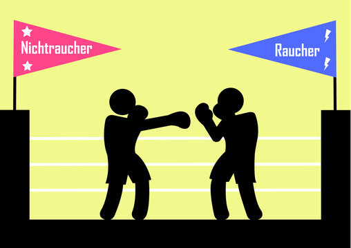 Illustration Konflikt Raucher Nichtraucher