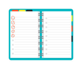 Open notebook planner vector illustration.