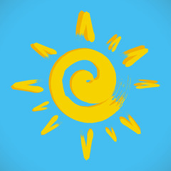 Fototapeta na wymiar soleil jaune bleu symbole vecteur