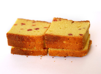 Pieces of Dessert cake on a on a white background