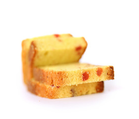 Pieces of Dessert cake on a on a white background