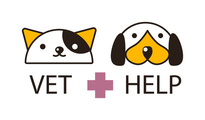 Cat and dog heads vector illustration.