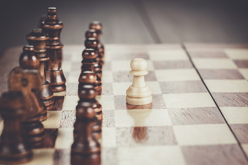 chess leadership concept on the wooden chessboard
