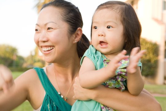 Mother and daughter, close up