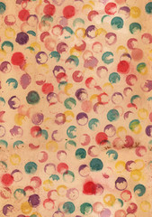 Seamless background texture, coffee toned, with many faded watercolor circles