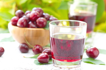 Cherry juice with fresh berries