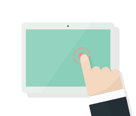 Cartoon finger points to the screen