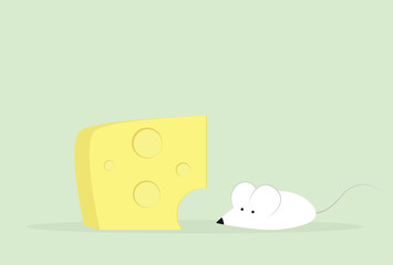 cartoon white mouse and cheese