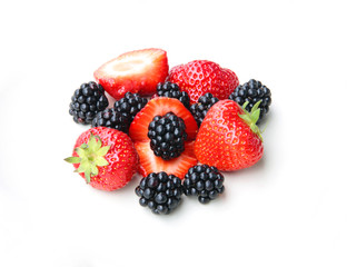 a pile of blackberries and strawbeeries