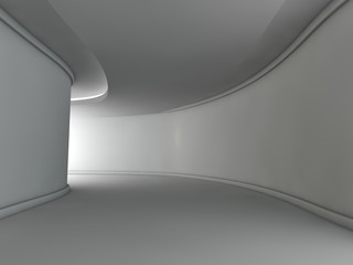 empty light big hall 3D rendering