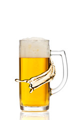 Glass of beer isolated on white background