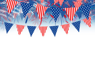Obraz premium USA flag on fireworks background