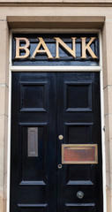 Fototapeta na wymiar door with bank sign