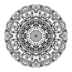 Vector Beautiful Deco Monochrome Contour Mandala