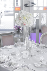 Image of beautiful flowers on wedding table