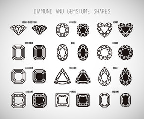 Diamond and gemstone shape set.